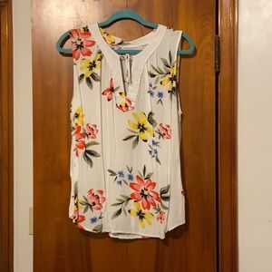 White floral tank blouse